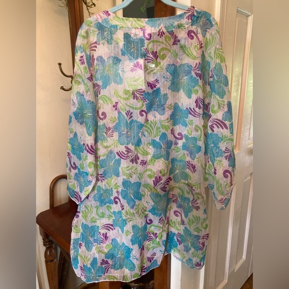 NWT Sheer Bathing Suit Coverup Beach Pool Coverup L/XL GORGEOUS 100% rayon - Picture 6 of 12